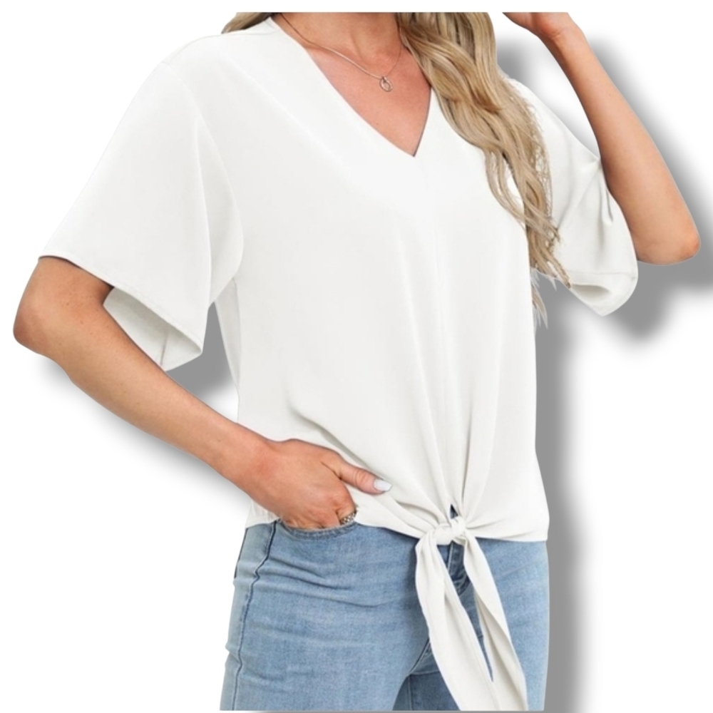 UPLOVE - Small White Tie-Front Top - Picture 3 of 7